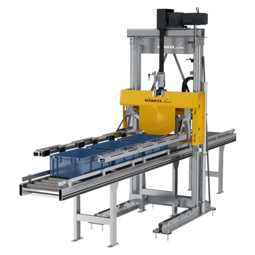 Boxstacker BSS-3 for parallel handling of three stackable boxes without housing