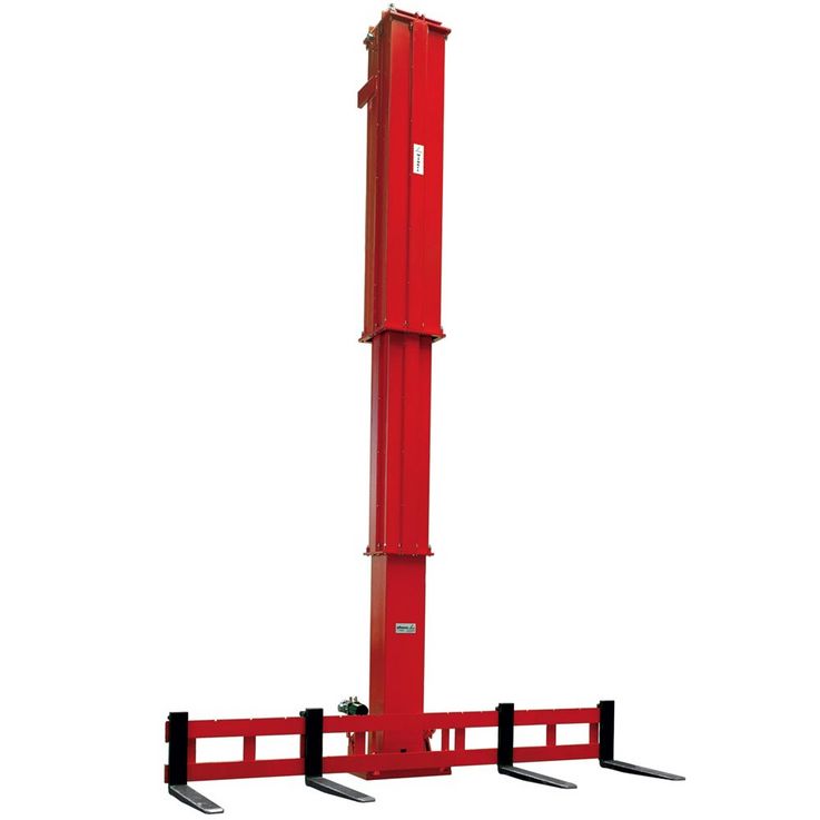 Vertical telescope  ·  load capacity 1.5 t x 1000 mm LC · stroke 4100 mm · with fork tilting +5°/-1° hydraulically · use on indoor cranes