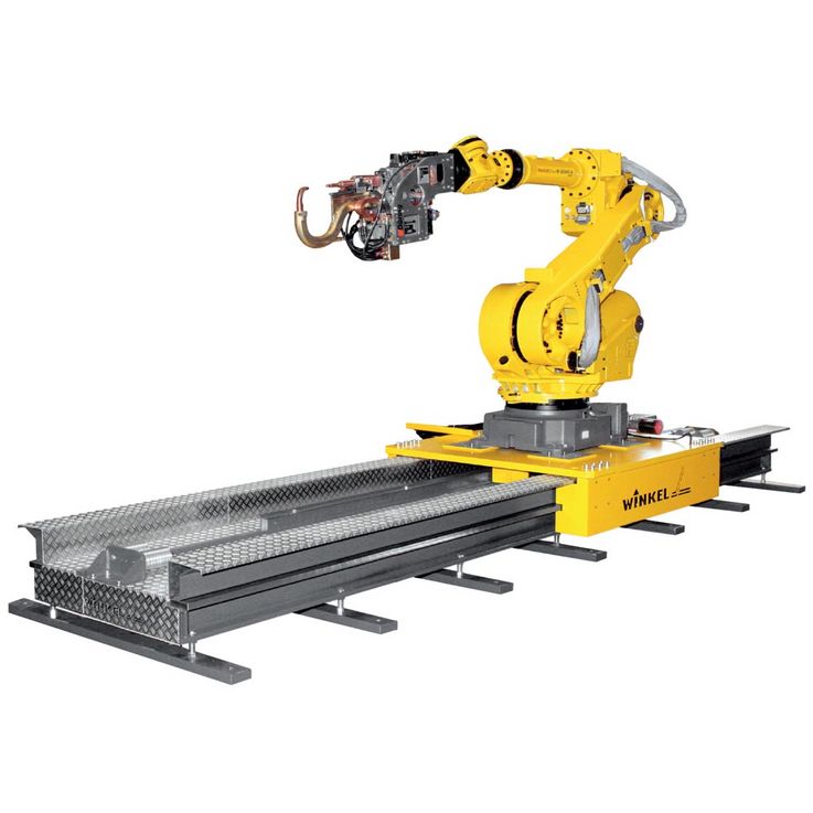 Robot tracks  ·  Type RLE – 1500F · Weight of robot (kg) max 1500  ·  upright position : yes  ·  hanging position : yes  ·  Drive : rack and pinion  ·  Linear guide : LM guide