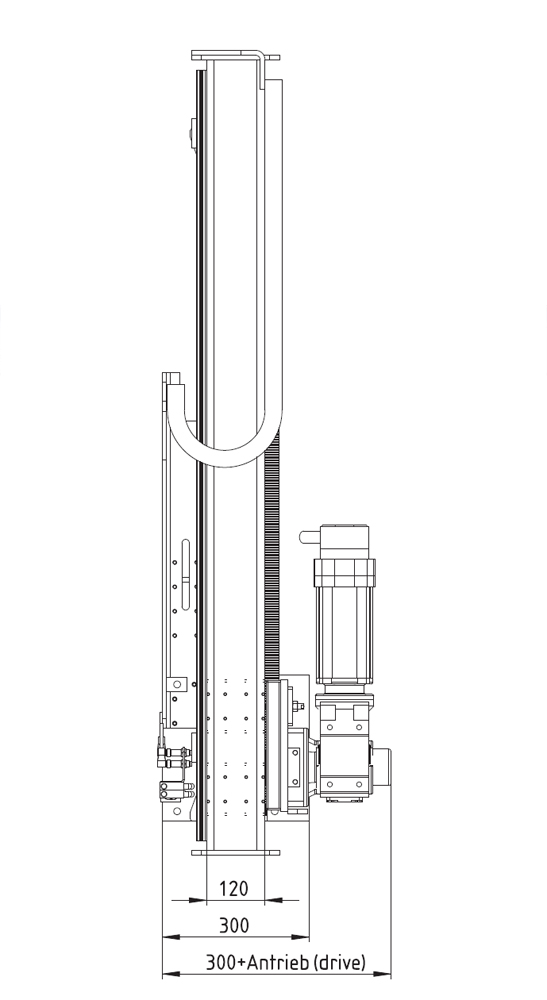 Fiche dimensionnelle axe vertical Type DLE - 125 ZS-V · Entraînement par crémaillère pour capacité jusqu'à 125 kg.